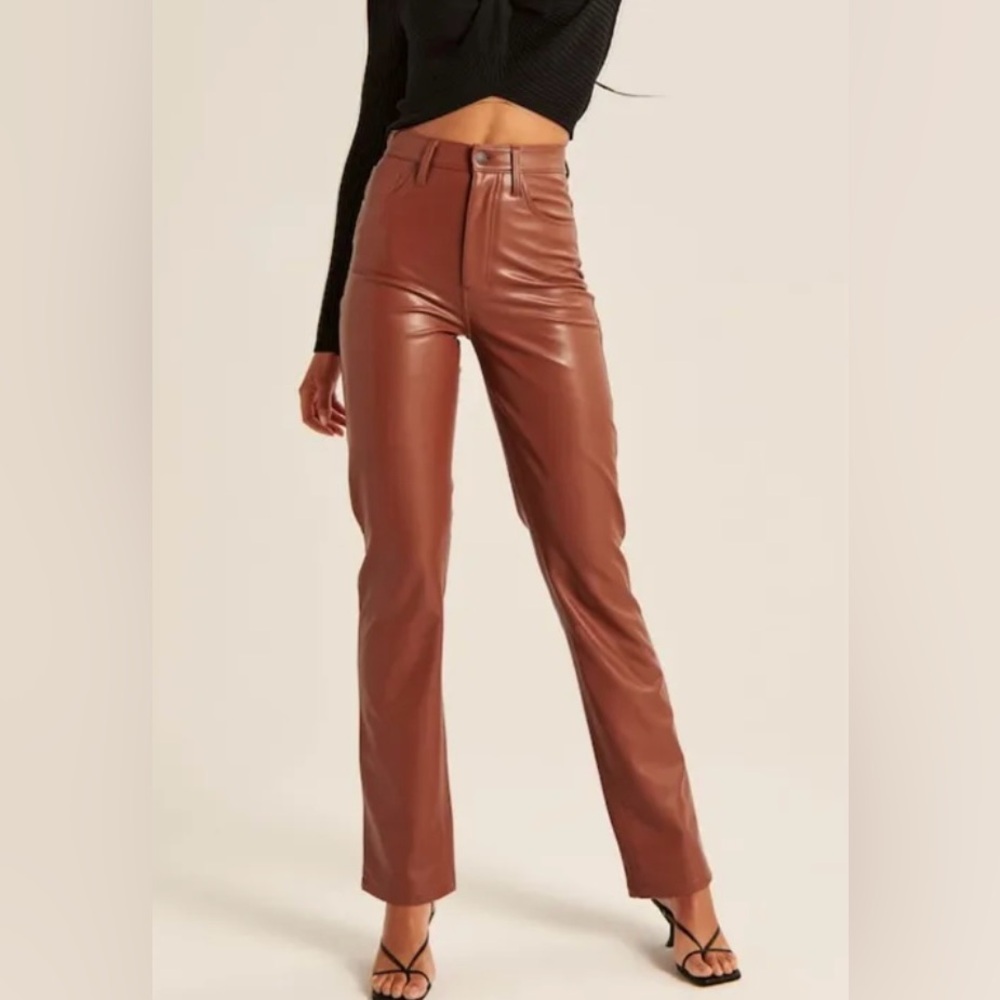 Abercrombie and Fitch brown faux leather pants